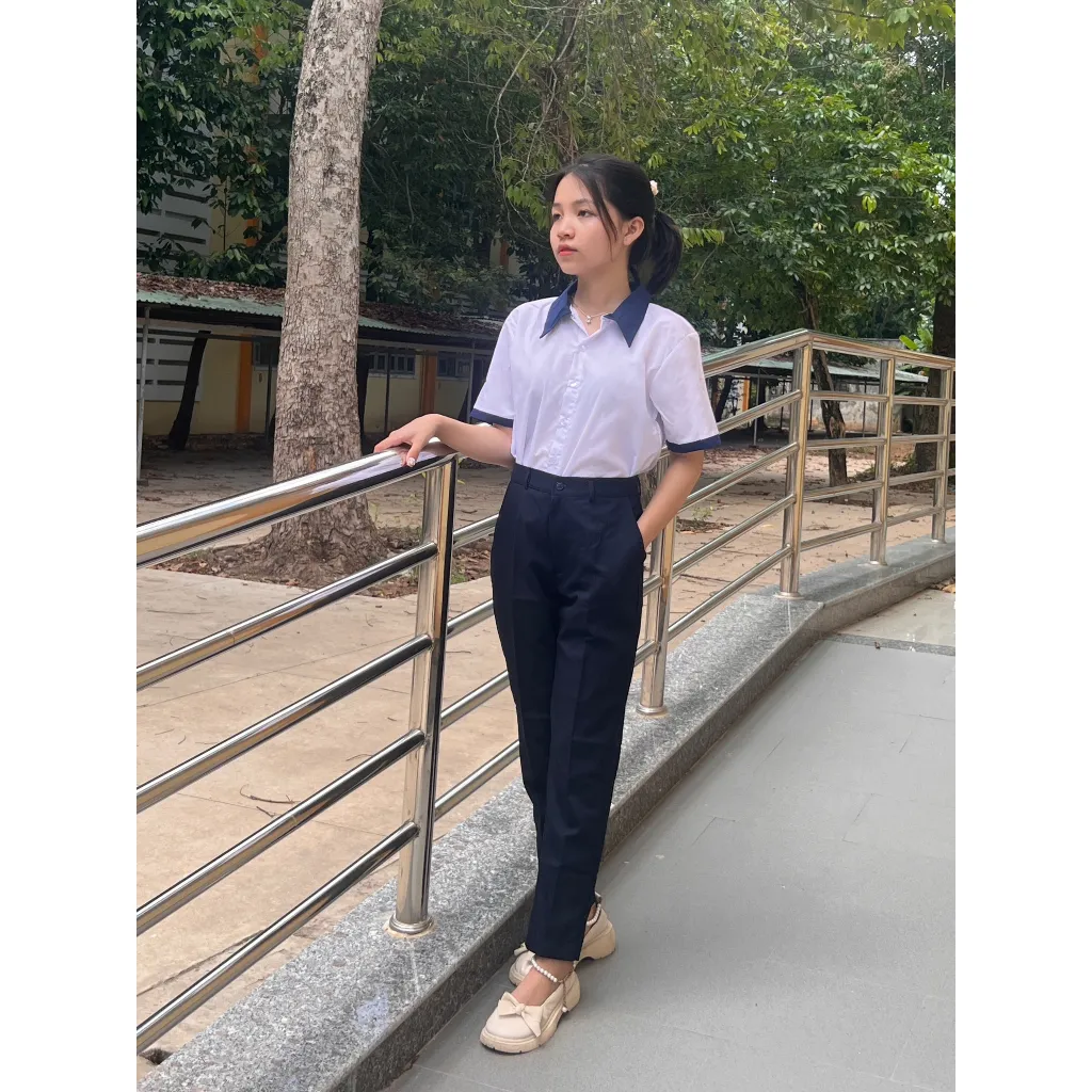 Ảnh Quần tây học sinh nữ màu xanh đen- màu đen ống xuông vừa thời trang Jadiny 4