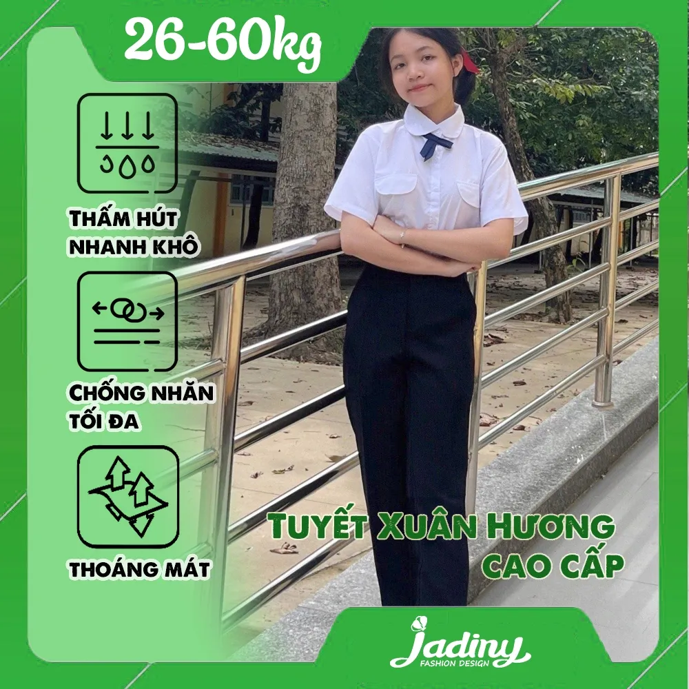 Ảnh Quần tây học sinh nữ ống đứng xuân hương mềm co giãn nhẹ màu đen Jadiny GDP048 1