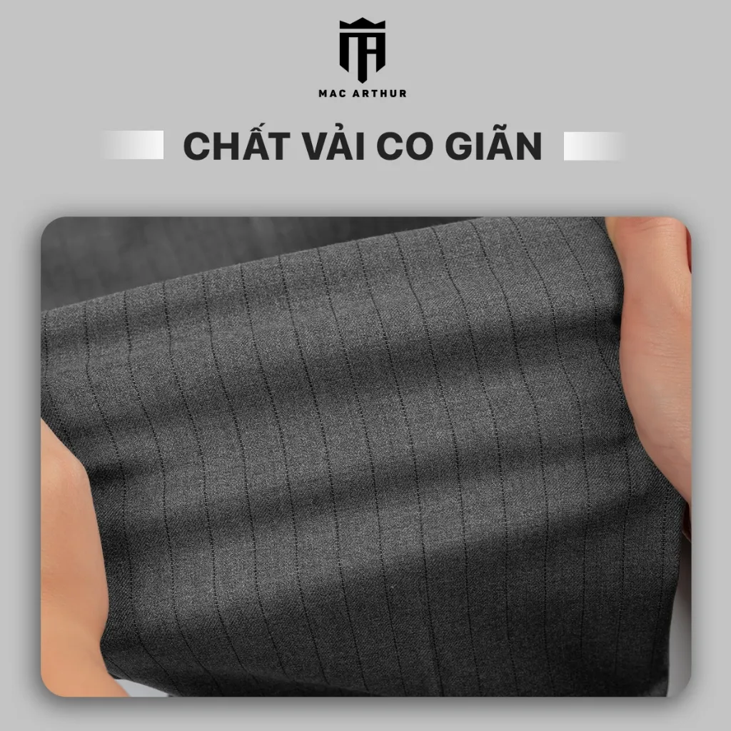 Ảnh Quần tây kẻ dọc nam chính hãng MAC ARTHUR form slimcrop vải dày chống nhăn, mềm mịn, co giãn tốt 4