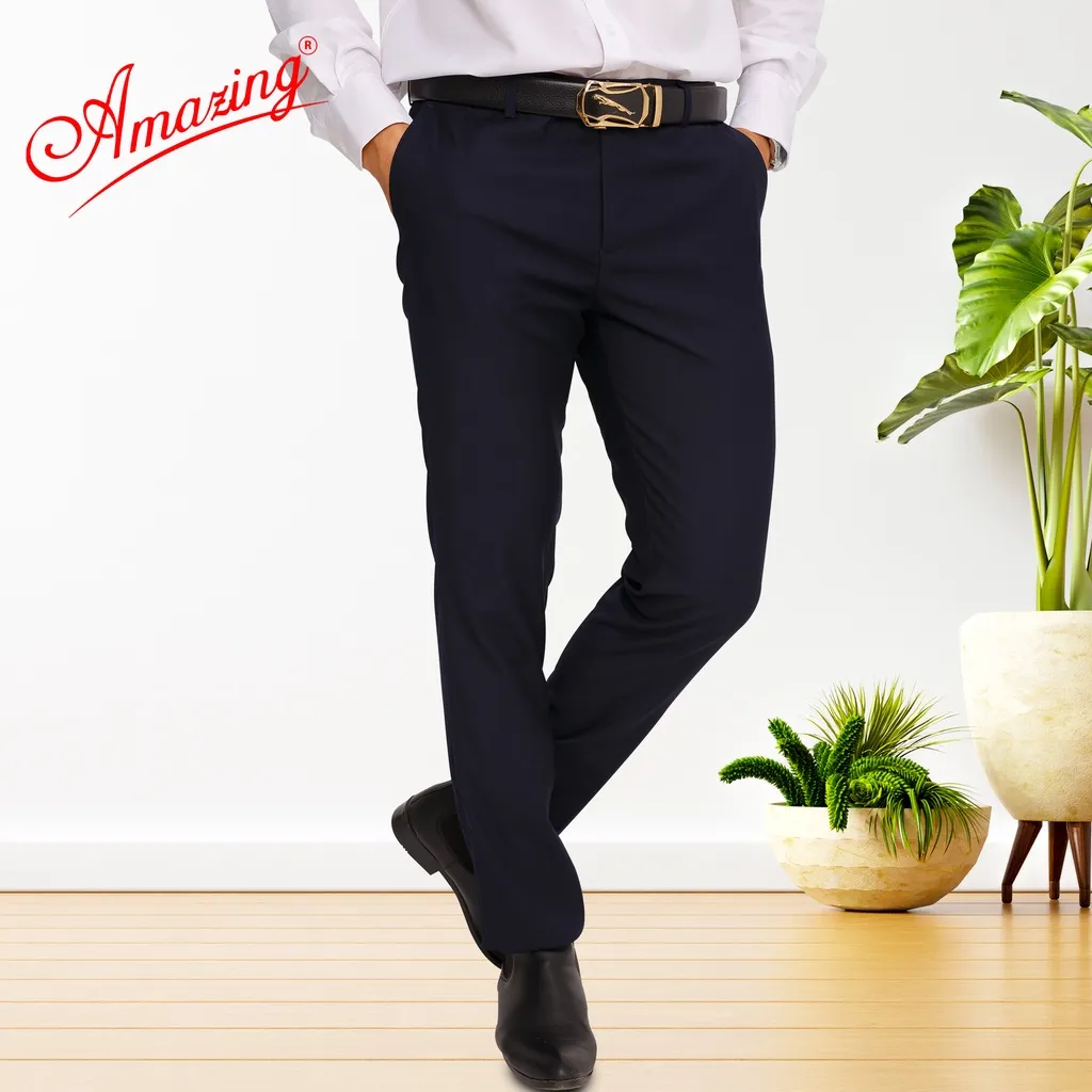 Ảnh Quần tây nam Amazing màu đen và xanh đen, size 28 đến 40, form công sở, không ly, ống suông 1
