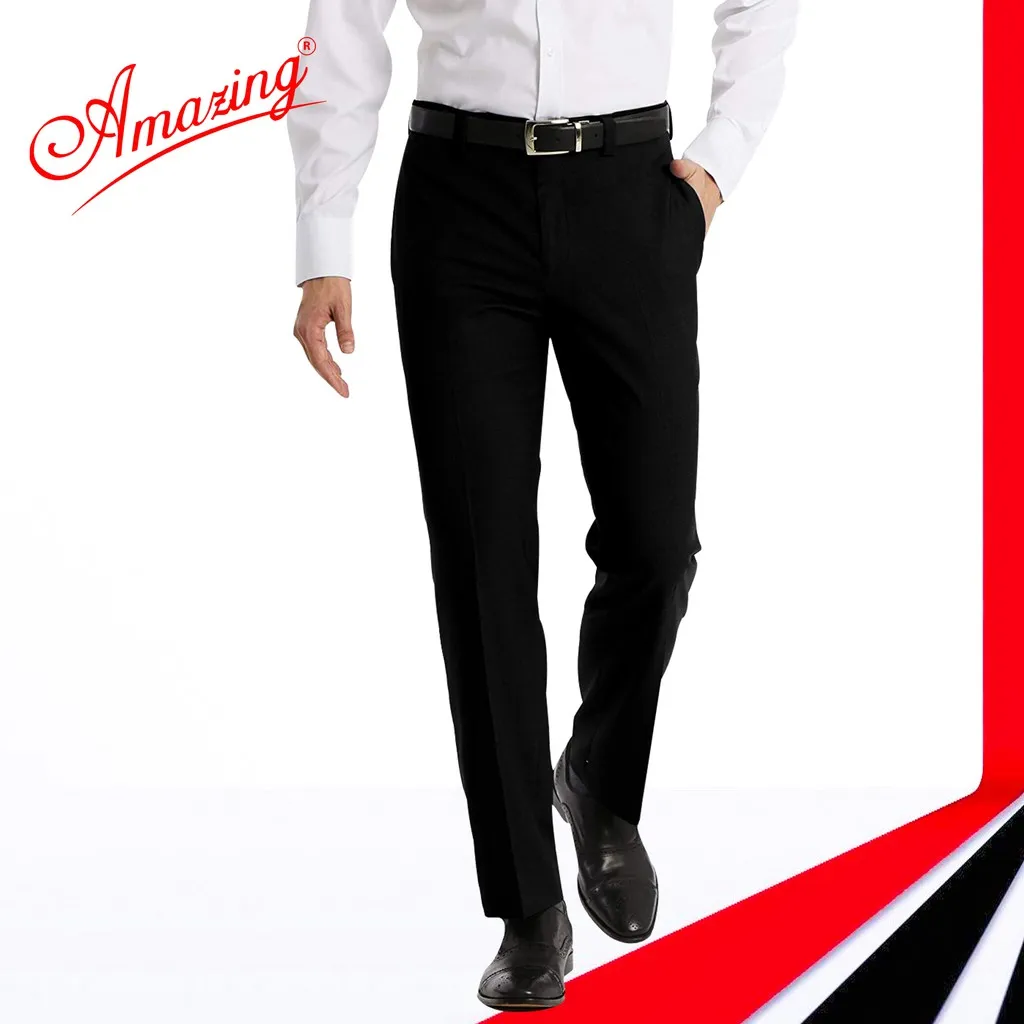 Ảnh Quần tây nam Amazing màu đen và xanh đen, size 28 đến 40, form công sở, không ly, ống suông 3