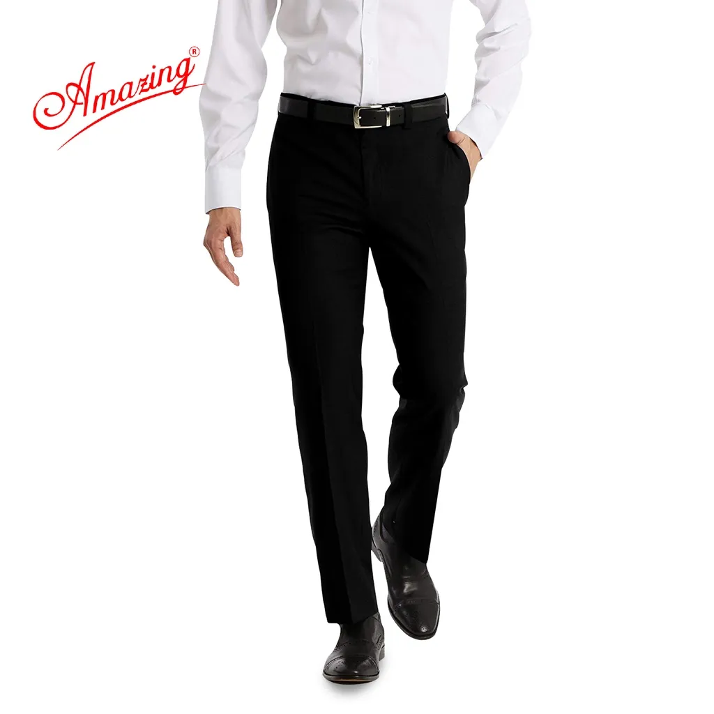 Ảnh Quần tây nam cao cấp Amazing màu đen và xanh đen, form truyền thống công sở, không ly, ống đứng 3