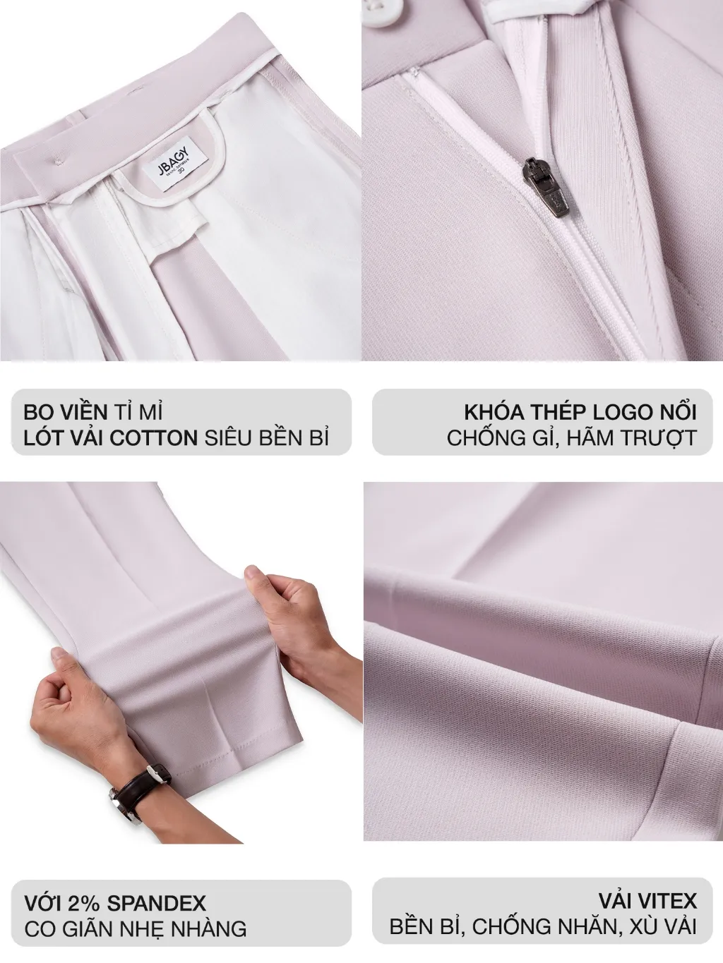 Ảnh Quần tây nam hàn quốc JBagy dáng baggy vải co giãn dày dặn dáng suông ống rộng, màu đen, kem  JA0101 3
