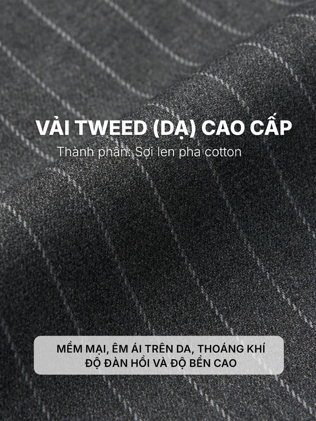 Ảnh Quần tây nam kẻ sọc vải Tweed ống rộng xếp ly cao cấp Thương Hiệu JBAGY - JA0305 2