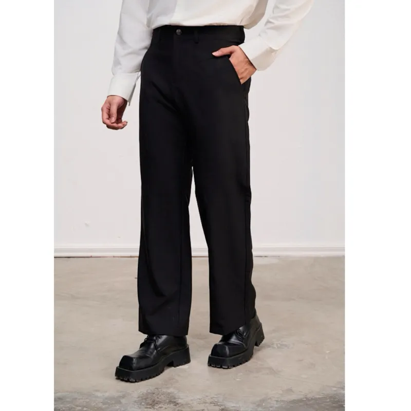 Ảnh Quần tây nam màu đen basic ống suông SIMTU vải cotton lạnh cao cấp - điểm nhấn phối rã thời trang | QT004 4