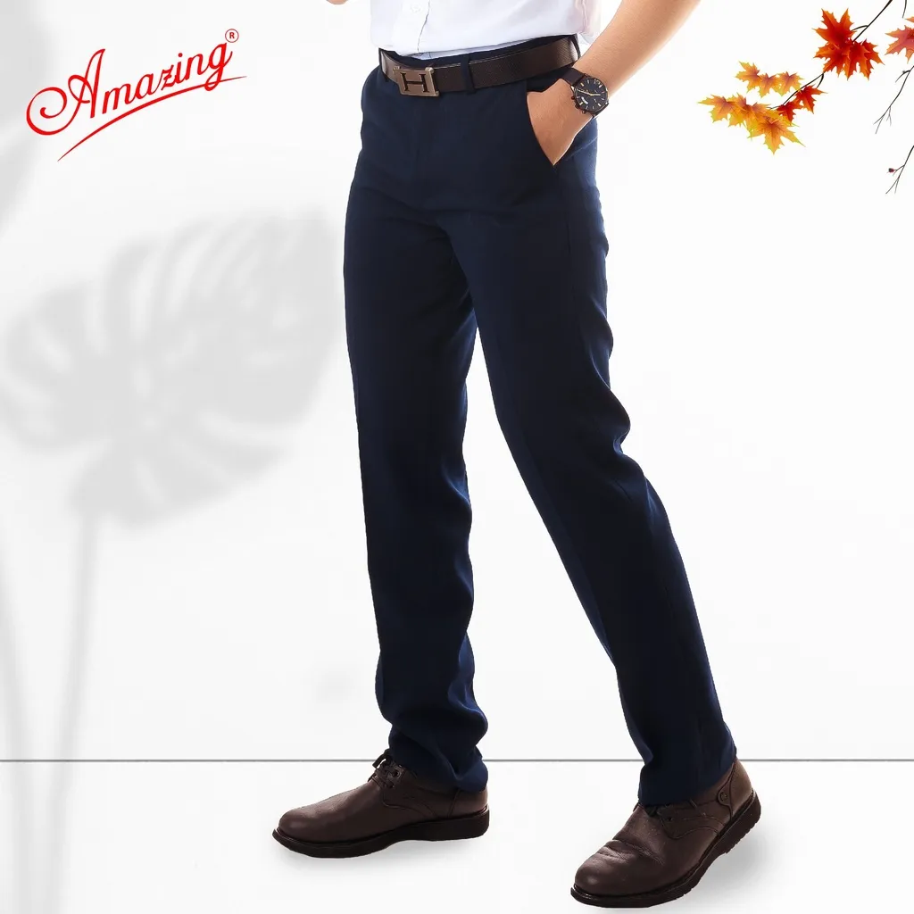 Ảnh Quần tây nam màu xanh Amazing, ống đứng, không ly, đồng phục học sinh, đồng phục công sở 1