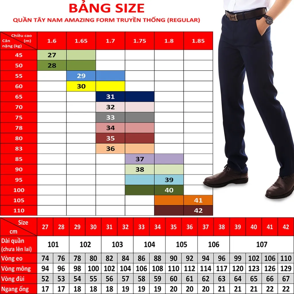 Ảnh Quần tây nam màu xanh Amazing, ống đứng, không ly, đồng phục học sinh, đồng phục công sở 2