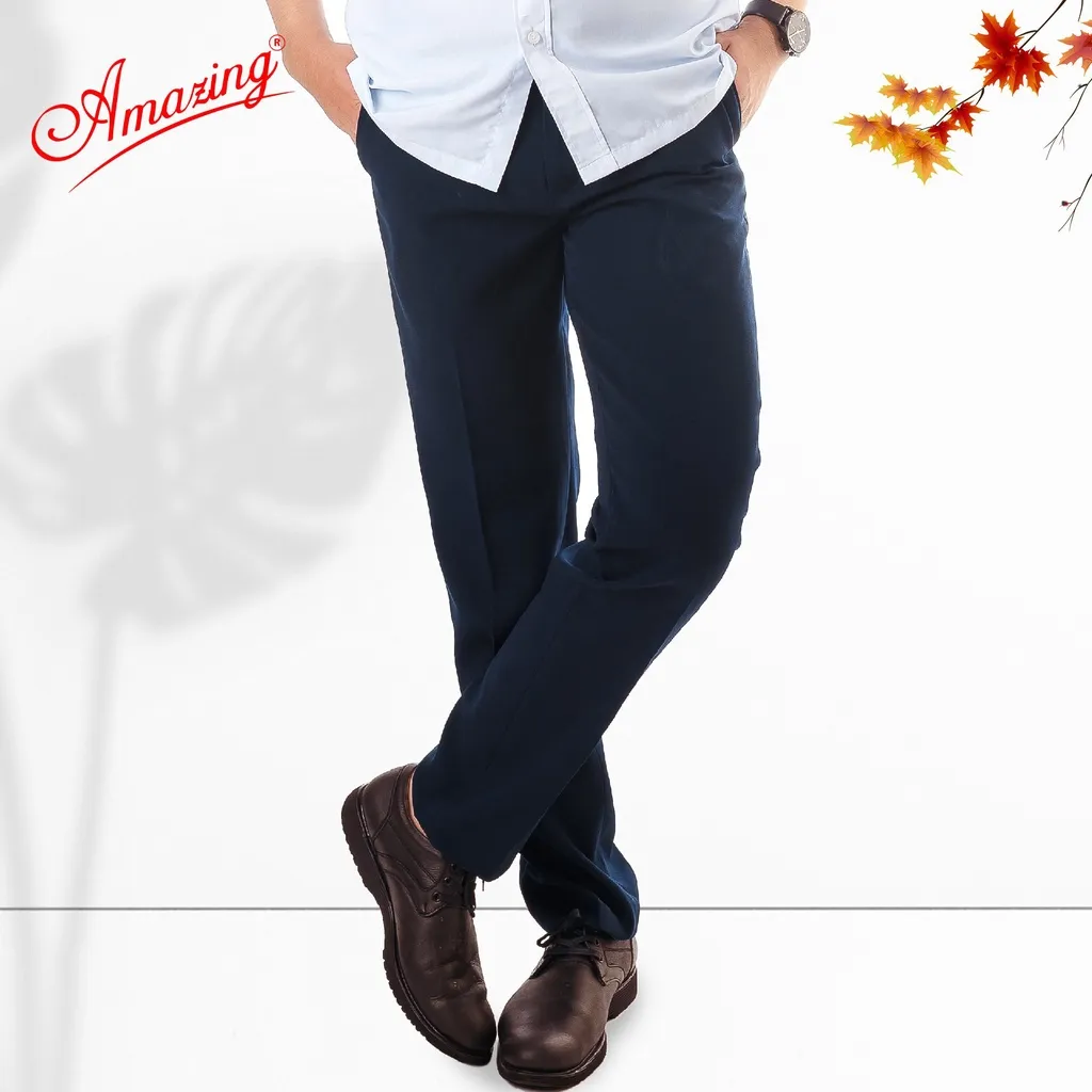 Ảnh Quần tây nam màu xanh Amazing, ống đứng, không ly, đồng phục học sinh, đồng phục công sở 4