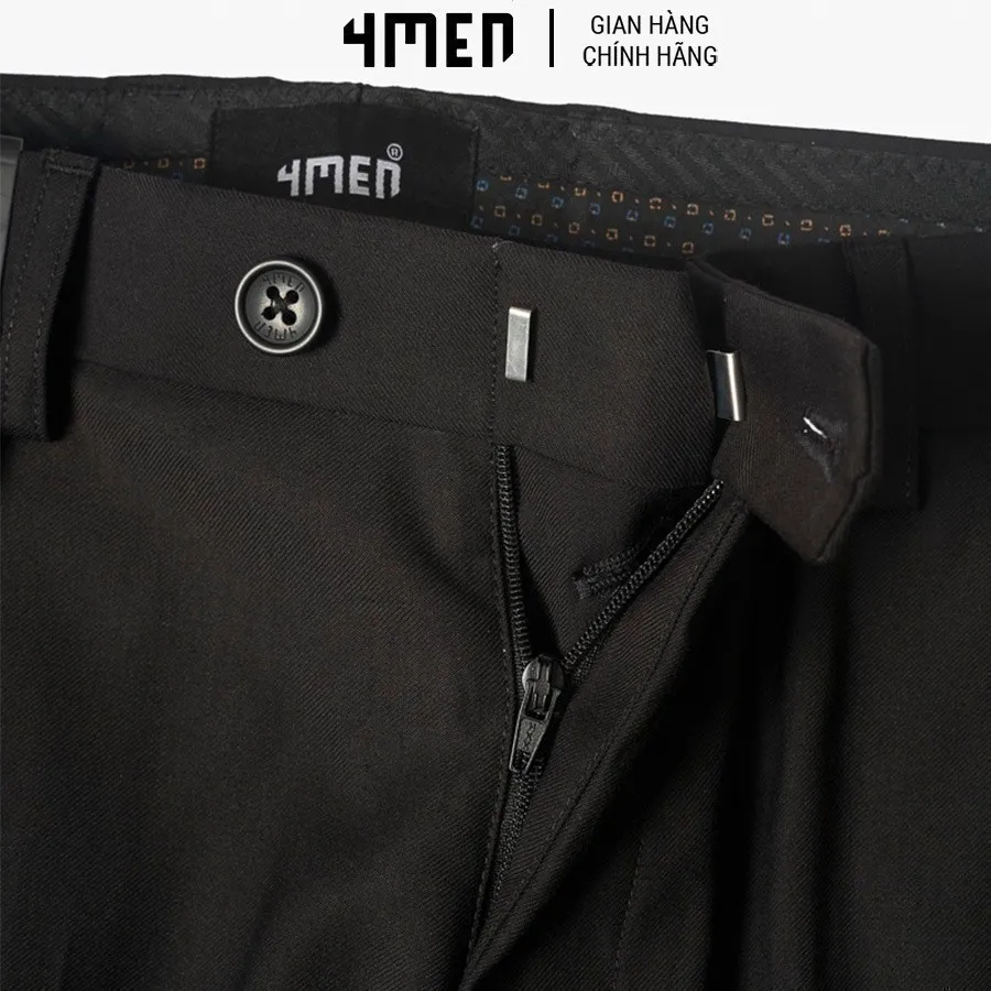 Ảnh Quần tây nam trơn 4MEN QT031 form slimfit tôn dáng, vải rayon cao cấp hạn chế nhăn, mềm mịn, co giãn 3