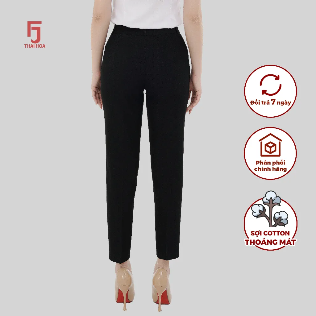 Ảnh Quần tây nữ QAW1816-R12 dài công sở trơn 1 cúc form nhỏ Thái Hòa 2