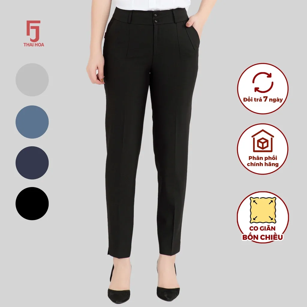 Ảnh Quần tây nữ QAW2016-R03 nhiều màu trơn ống đứng 2 ly 2 cúc form nhỏ Thái Hòa 3