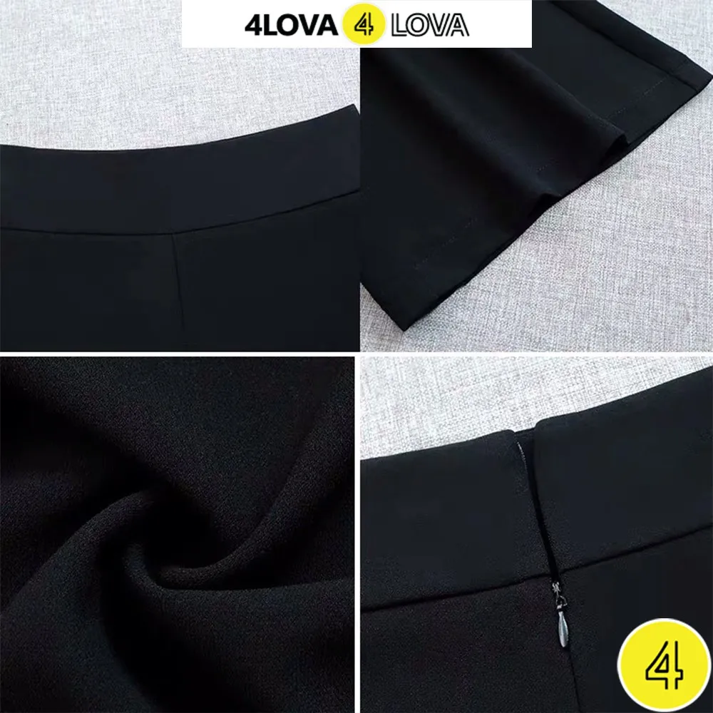 Ảnh Quần tây ống rộng nữ dáng suông công sở basic 4LOVA Culottes dài khóa sườn cạp cao tôn dáng EVA030 4
