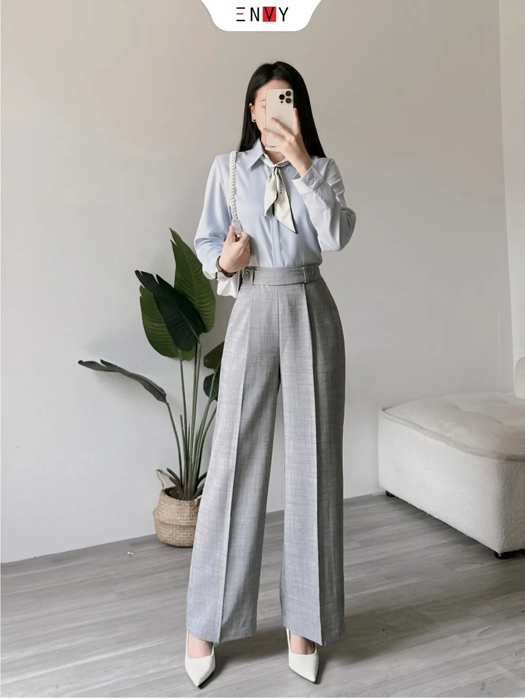 Ảnh Quần Tây Ống Suông Rộng Công Sở ENVY QK47 1