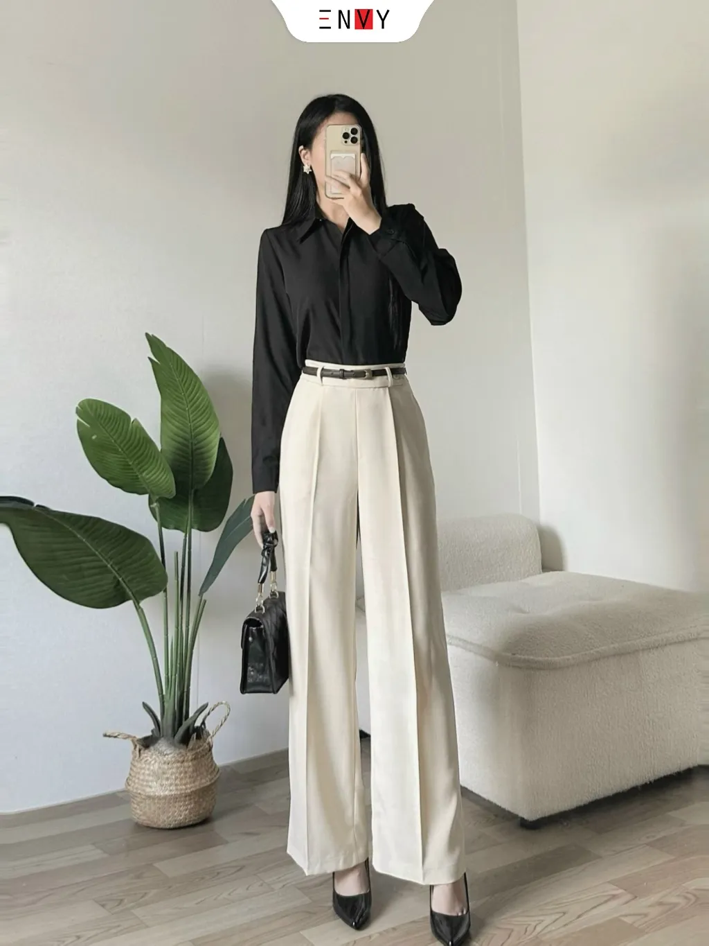 Ảnh Quần Tây Ống Suông Rộng Công Sở ENVY QK47 4