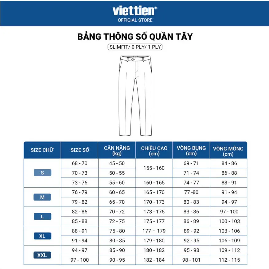 Ảnh Quần tây trơn 0ly VIETTIEN vải poly phom regular VT00000161 3