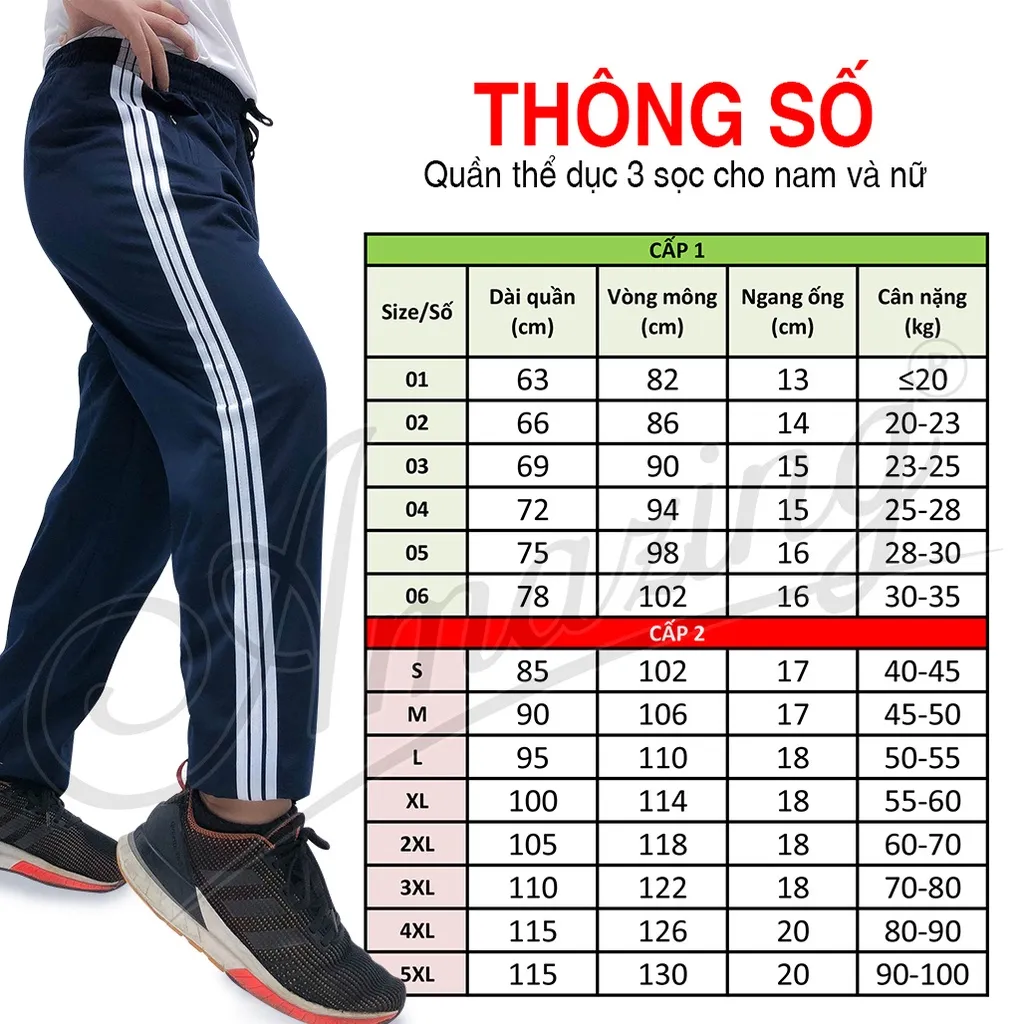 Ảnh Quần thể dục 3 sọc, đồng phục đi học lưng thun cho bé trai bé gái, đồ thể thao nam nữ các cấp 2