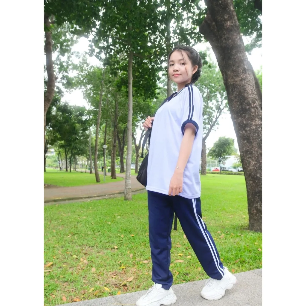 Ảnh Quần thể dục vải dày dặn, vải tốt màu xanh đen, màu đen Jadiny hai sọc, ba sọc trắng nam nữ Jadiny TDP023 TDP025 TDP034 3