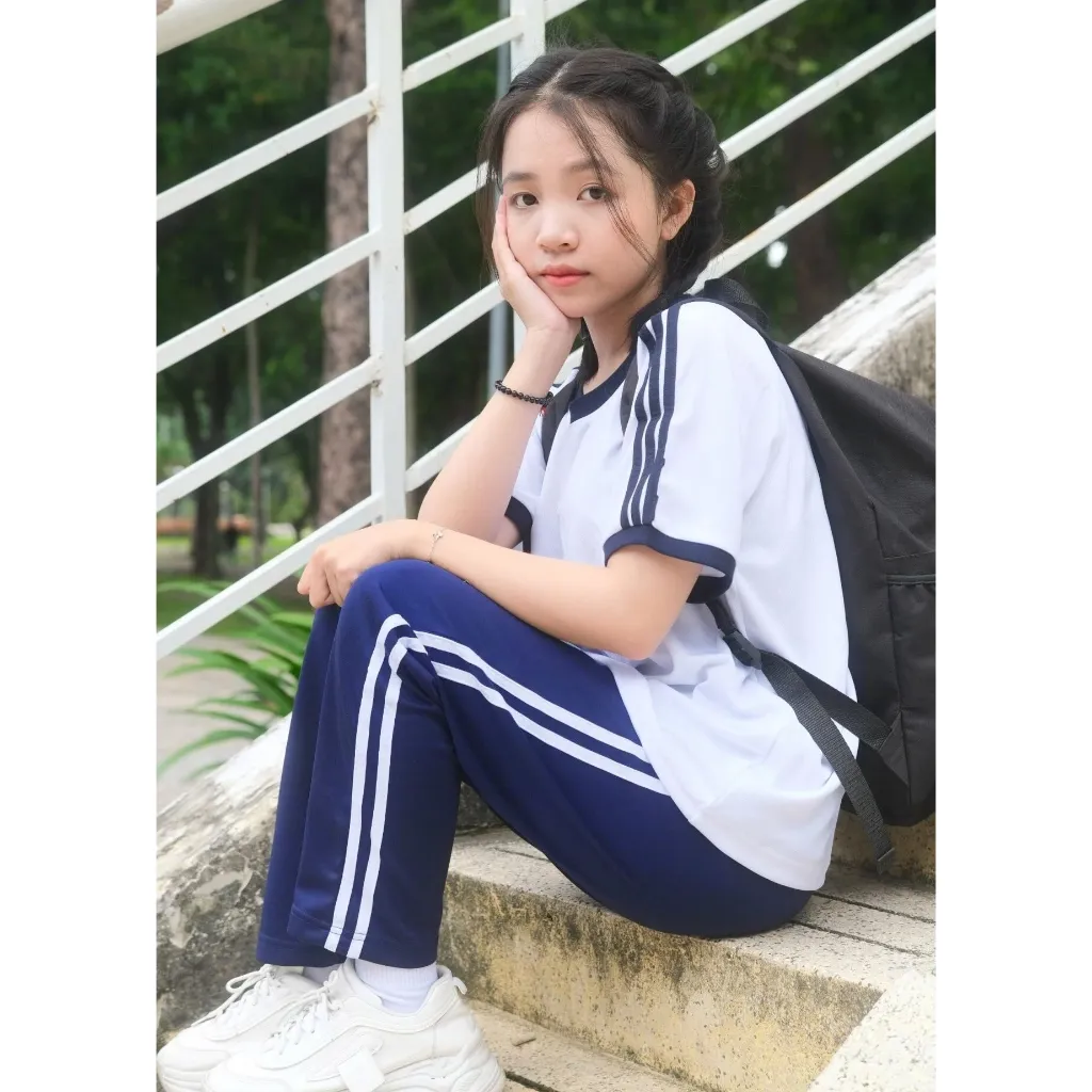 Ảnh Quần thể dục vải dày dặn, vải tốt màu xanh đen, màu đen Jadiny hai sọc, ba sọc trắng nam nữ Jadiny TDP023 TDP025 TDP034 4
