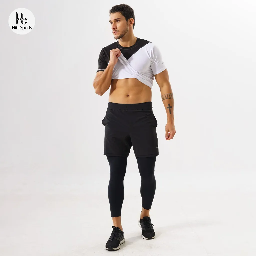 Ảnh Quần thể thao nam tập gym loại ngắn Hibi Sports M100 - Kiểu 1 lớp xi mặc ngoài, có 2 túi bên 3