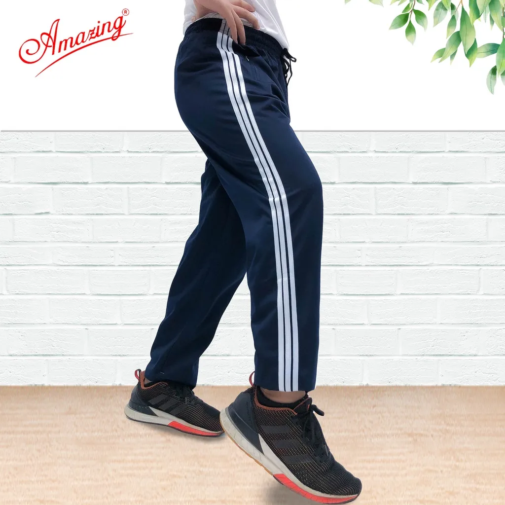 Ảnh Quần thun thể dục 3 sọc màu xanh Amazing, đồng phục đi học lưng chun, đồ thể thao nam nữ các cấp 1