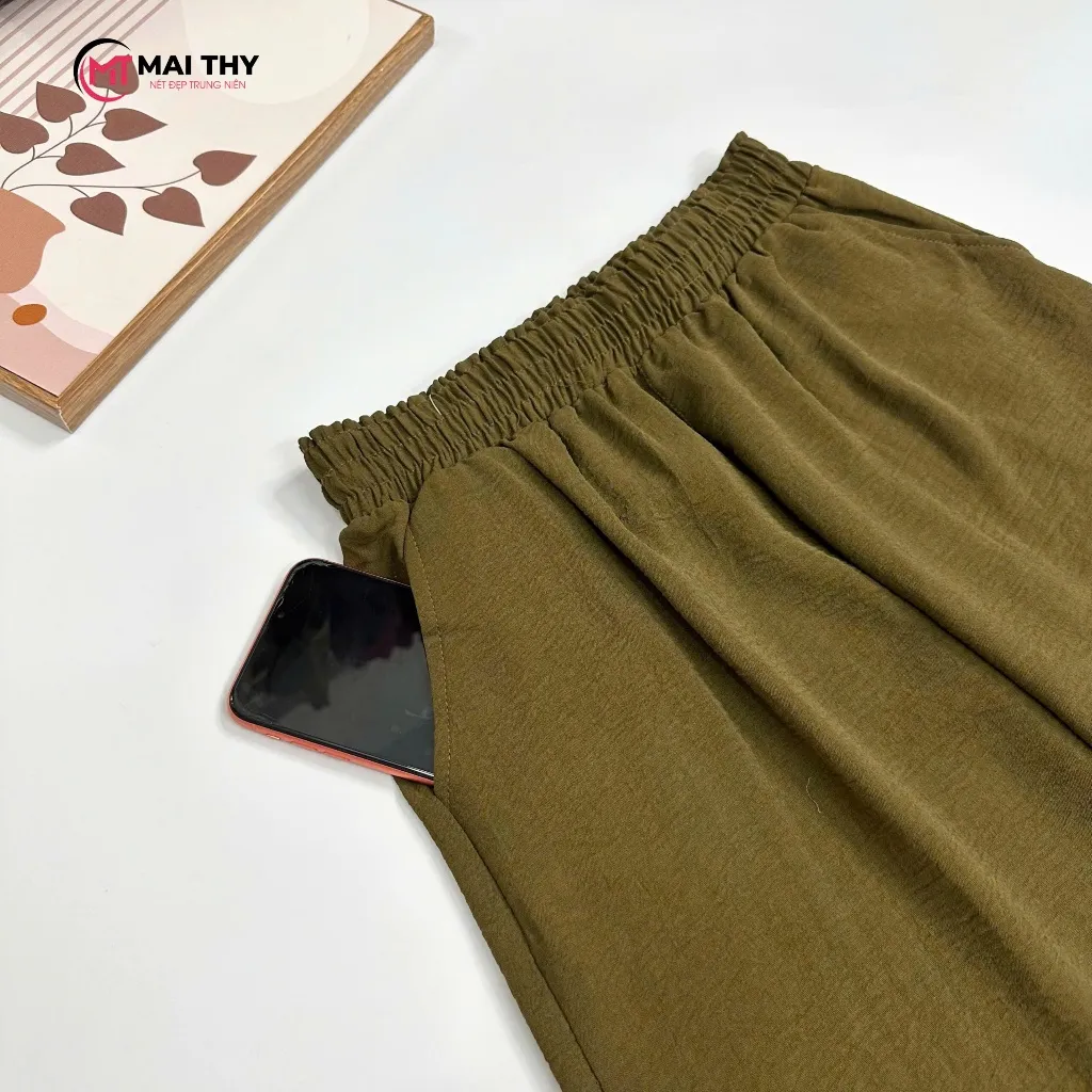 Ảnh Quần Trung Niên MAI THY Q019, Mẫu Form Suông Ống Rộng Bigsize Chất Đũi Sang Trọng | Đồ Trung Niên U40 3