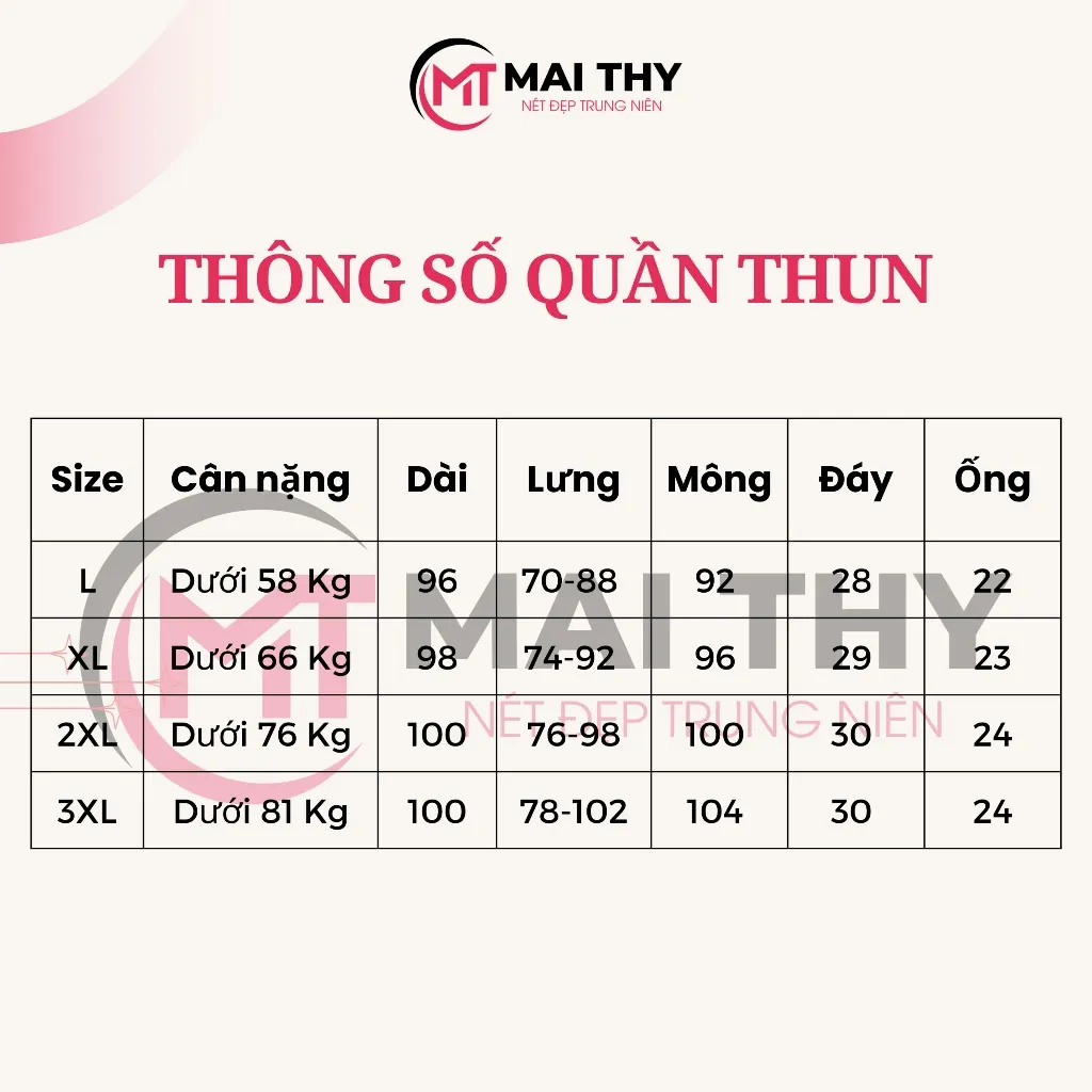 Ảnh Quần Trung Niên Nữ MAI THY Q009, Mẫu Dài Dáng Suông Chất Thun Sang Trọng Dễ Mặc Form Bigsize| Thời Trang Trung Niên U50 1