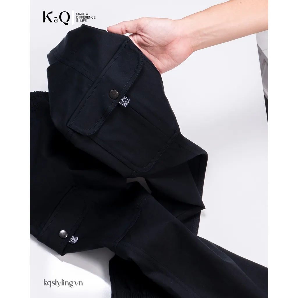 Ảnh Quần túi hộp kaki co giãn KQSTYLING đen cao cấp 1