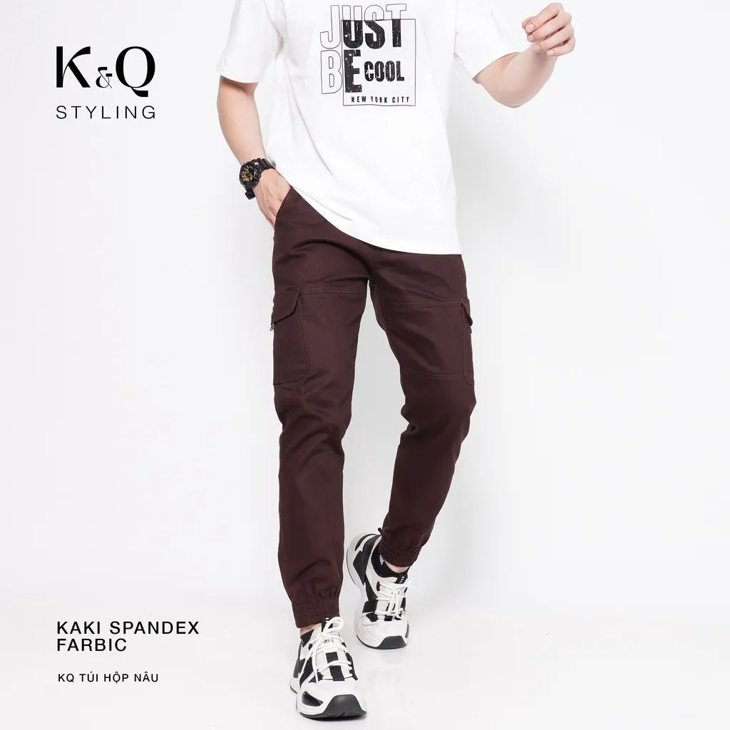 Ảnh Quần túi hộp kaki co giãn K&QSTYLING màu nâu giới hạn PVN1121 cao cấp 2