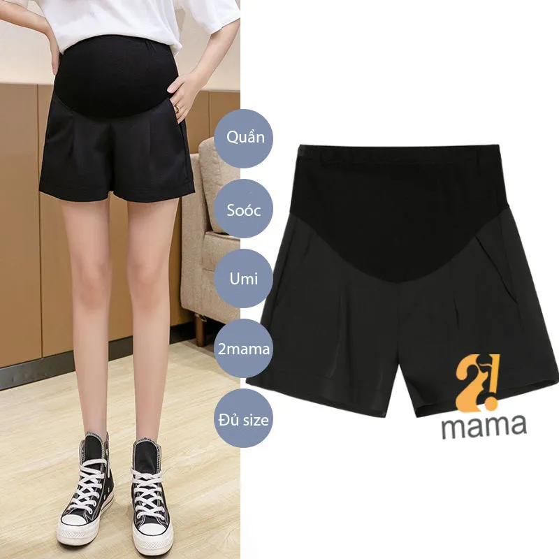Ảnh Quần Đùi Bầu 2mama Mẫu Mới Mùa Hè 2025 Chất Umi Mềm Mát Có Chun Điền Chỉnh Đủ size V046 3