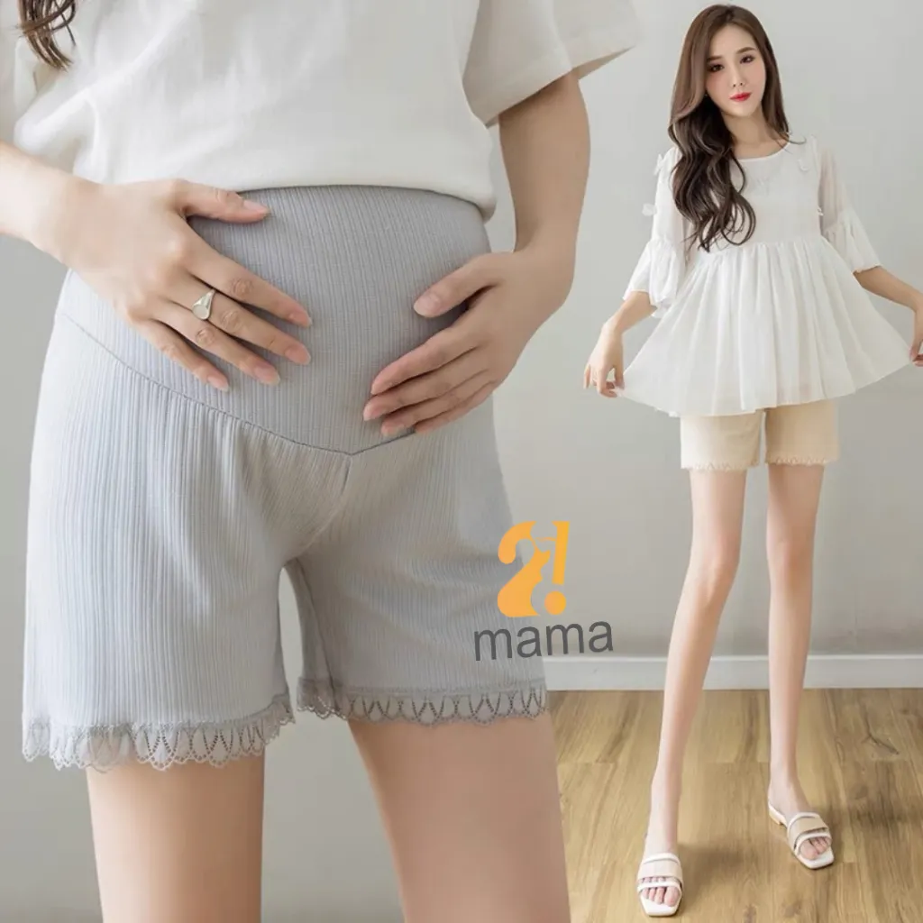 Ảnh Quần đùi bầu vải lụa 2mama mặc ngủ và mặc trong váy, có chun điều chỉnh, kháng khuẩn, viền ren sang trọng, mát mẻ 3