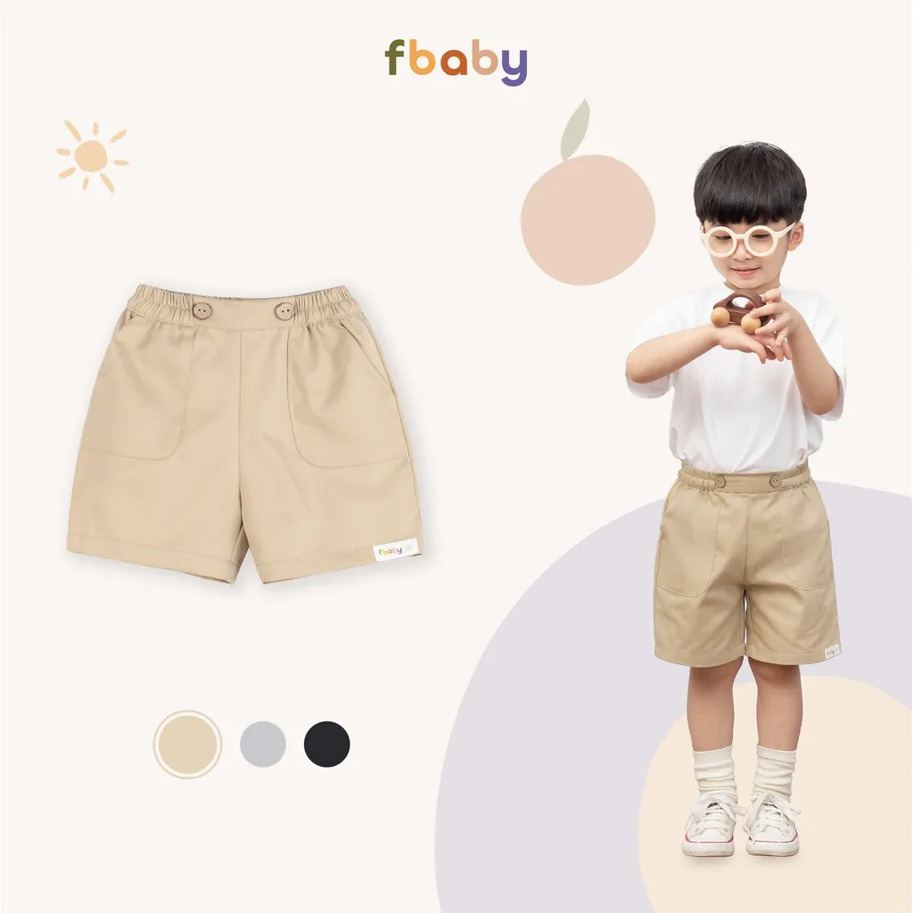 Ảnh Quần đùi bé trai Kaki 2 cúc đính tag Fbaby - FQ005 2