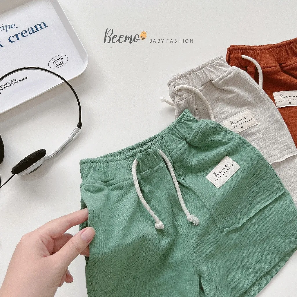 Ảnh Quần đùi Beemo phối mác túi kèm dây rút chất liệu cotton co giãn mặc mùa hè đi học,đi chơi cho bé từ 1 - 7 tuổi 23136Q 2