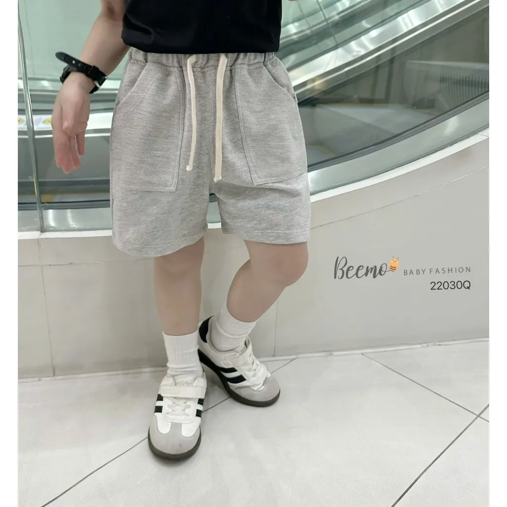 Ảnh Quần đùi cho bé Beemo dáng vừa phối túi bên hông kèm dây rút vải cotton co giãn mặc đi học, đi chơi từ 1 - 7 tuổi 22030Q 4