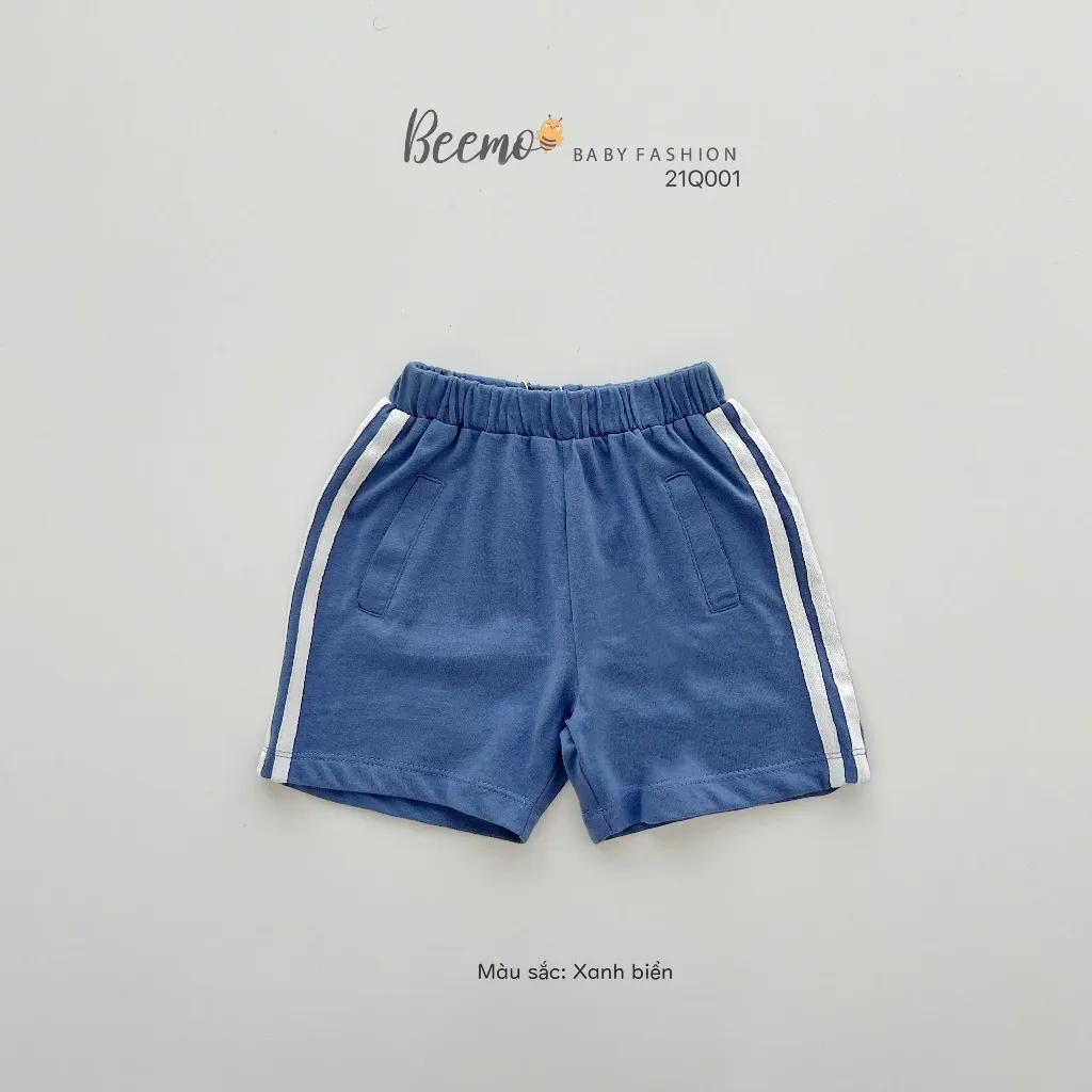 Ảnh Quần đùi cho bé Beemo phối sọc viền thể thao năng động vải cotton thấm hút mồ hôi từ 1 - 7 tuổi 21Q001 2