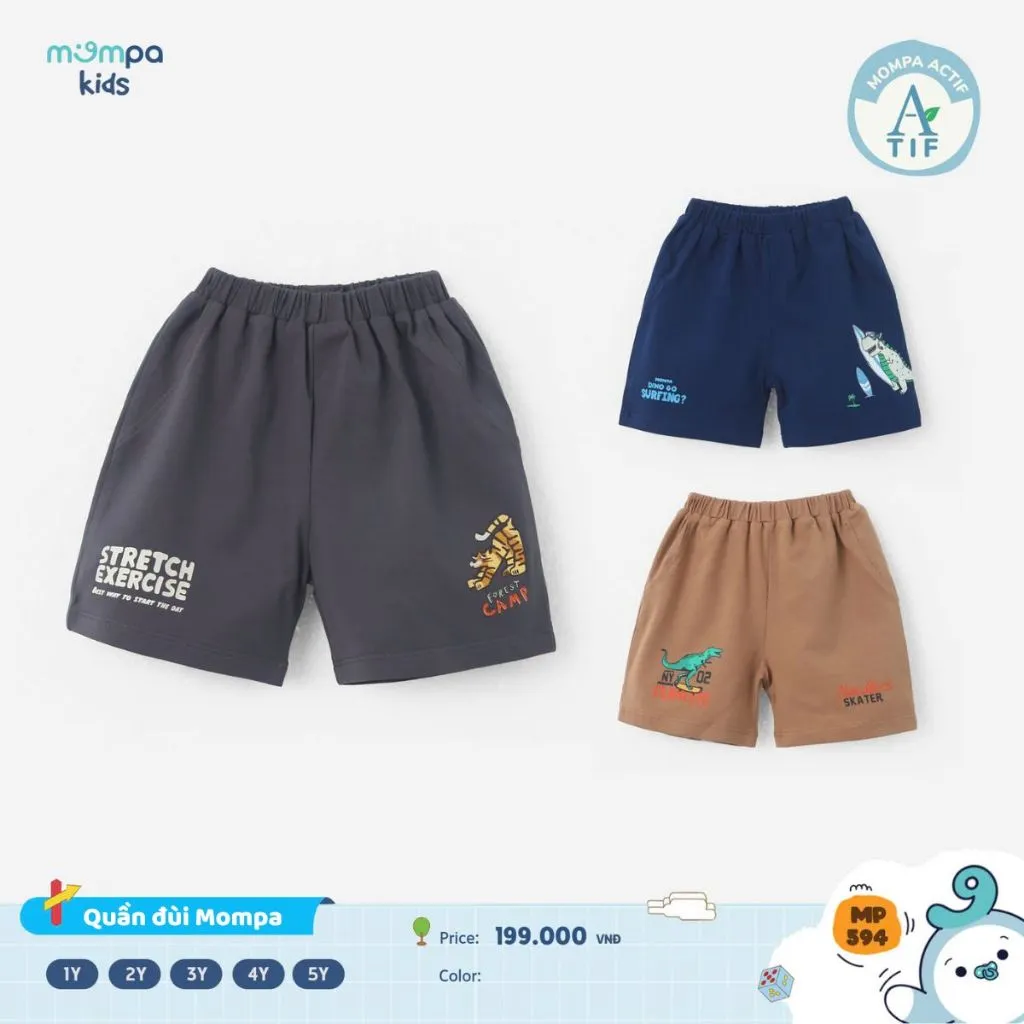 Ảnh Quần đùi cho bé Mompa 1-5 tuổi vải Cotton Actif mềm mại co giãn thoáng khí 594 2