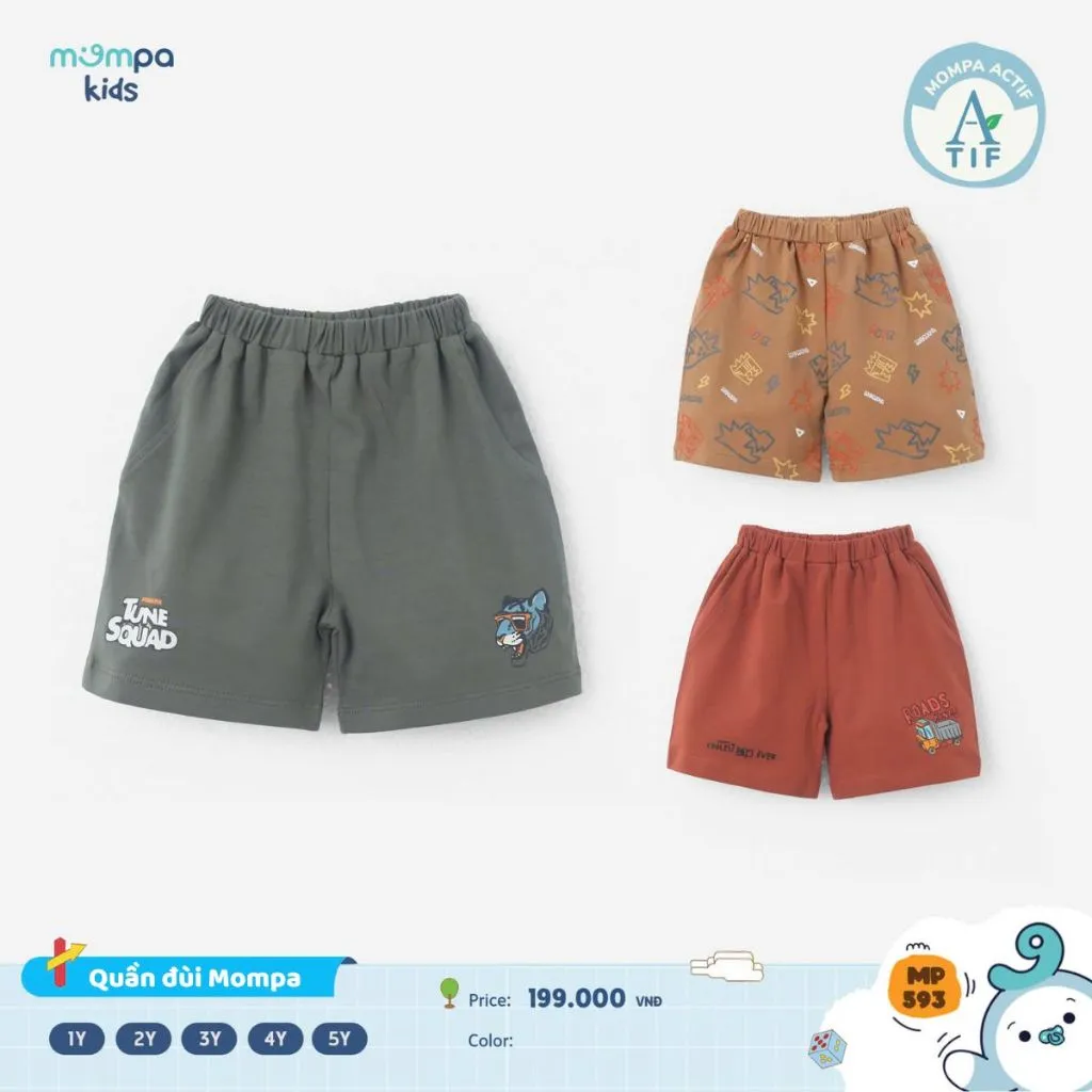 Ảnh Quần đùi cho bé Mompa 1-5 tuổi vải Cotton Actif mềm mại co giãn thoáng khí 593 2