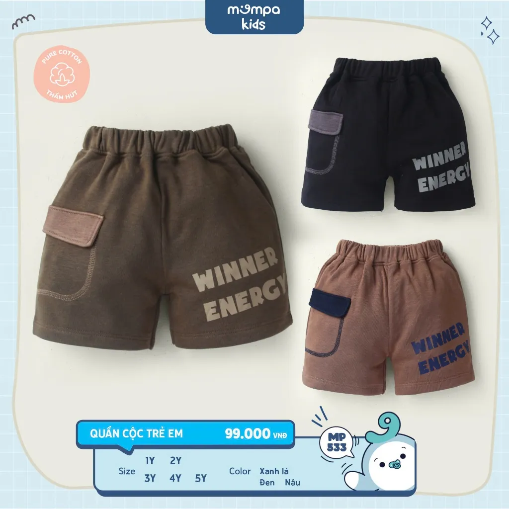 Ảnh Quần đùi cho bé Mompa 1-5 tuổi vải Cotton Actif mềm mại co giãn thoáng mát 234 1