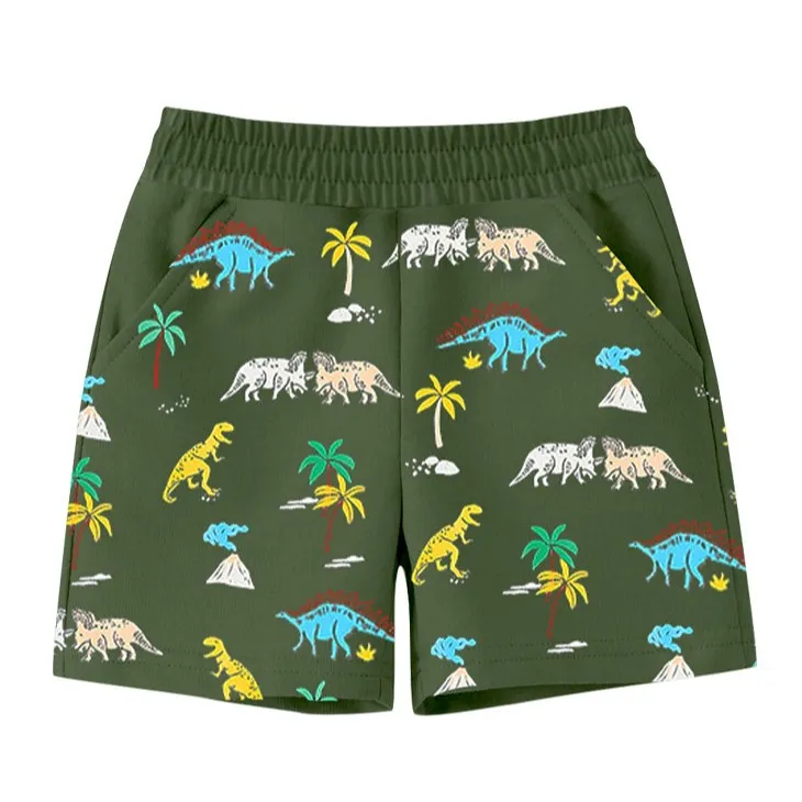 Ảnh Quần đùi cho bé trai SKIDS quần thun ngắn cho trẻ em mùa hè cotton họa tiết khủng long oto 2