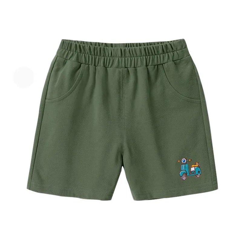 Ảnh Quần đùi cho bé trai SKIDS quần thun trẻ em ngắn chất cotton họa tiết thêu oto cho bé 2 đến 8 tuổi 3