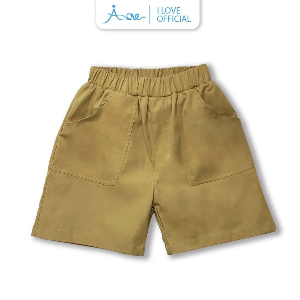 Ảnh Quần đùi cộc kaki bé trai, quần short ngắn ILOVE chất liệu kaki mềm cho bé từ 10-32kg 2