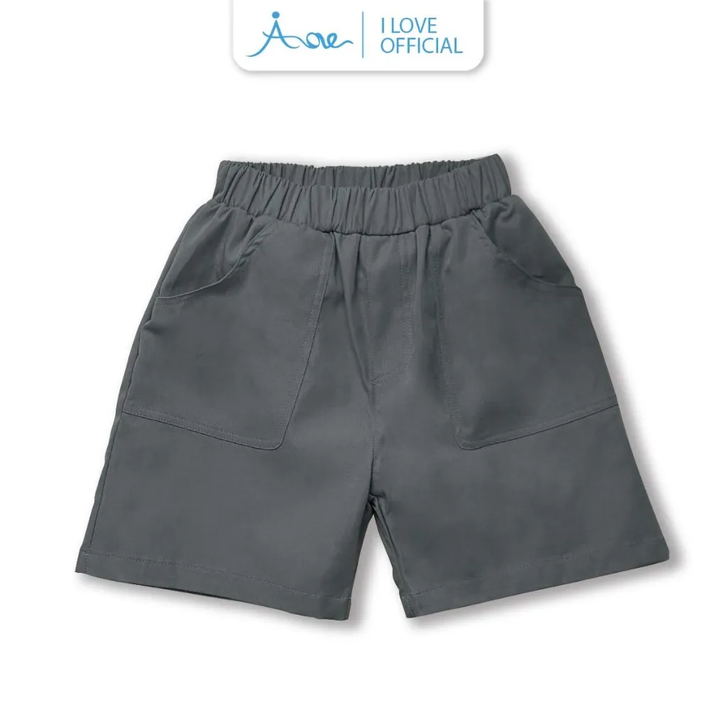 Ảnh Quần đùi cộc kaki bé trai, quần short ngắn ILOVE chất liệu kaki mềm cho bé từ 10-32kg 3
