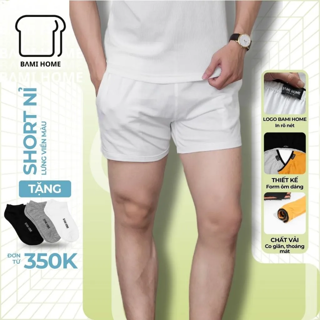 Ảnh Quần đùi nam BAMIHOME mặc nhà phong cách Unisex chất thun cotton cao cấp form Slim Fit QT4C01 1