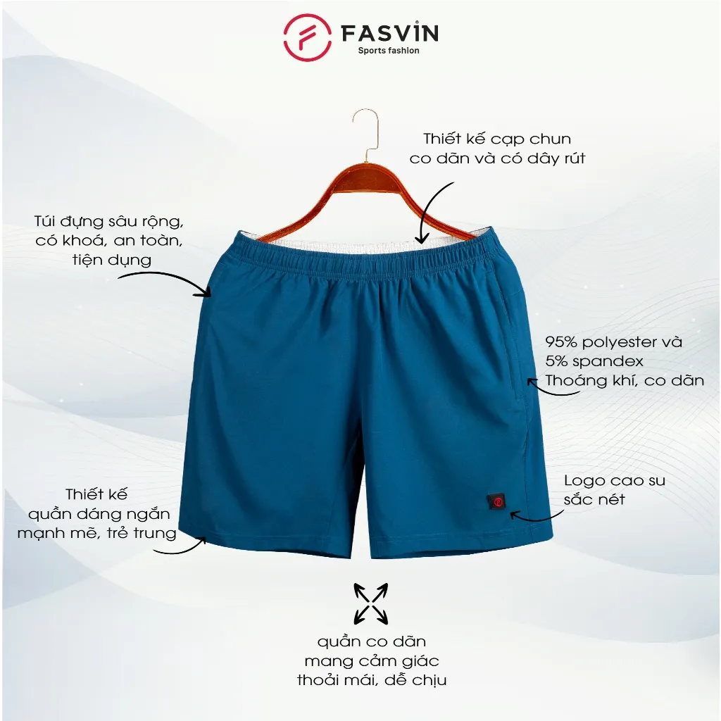 Ảnh Quần đùi nam chạy bộ Fasvin R21451.HN vải Dù Gió co giãn nhẹ mát 2