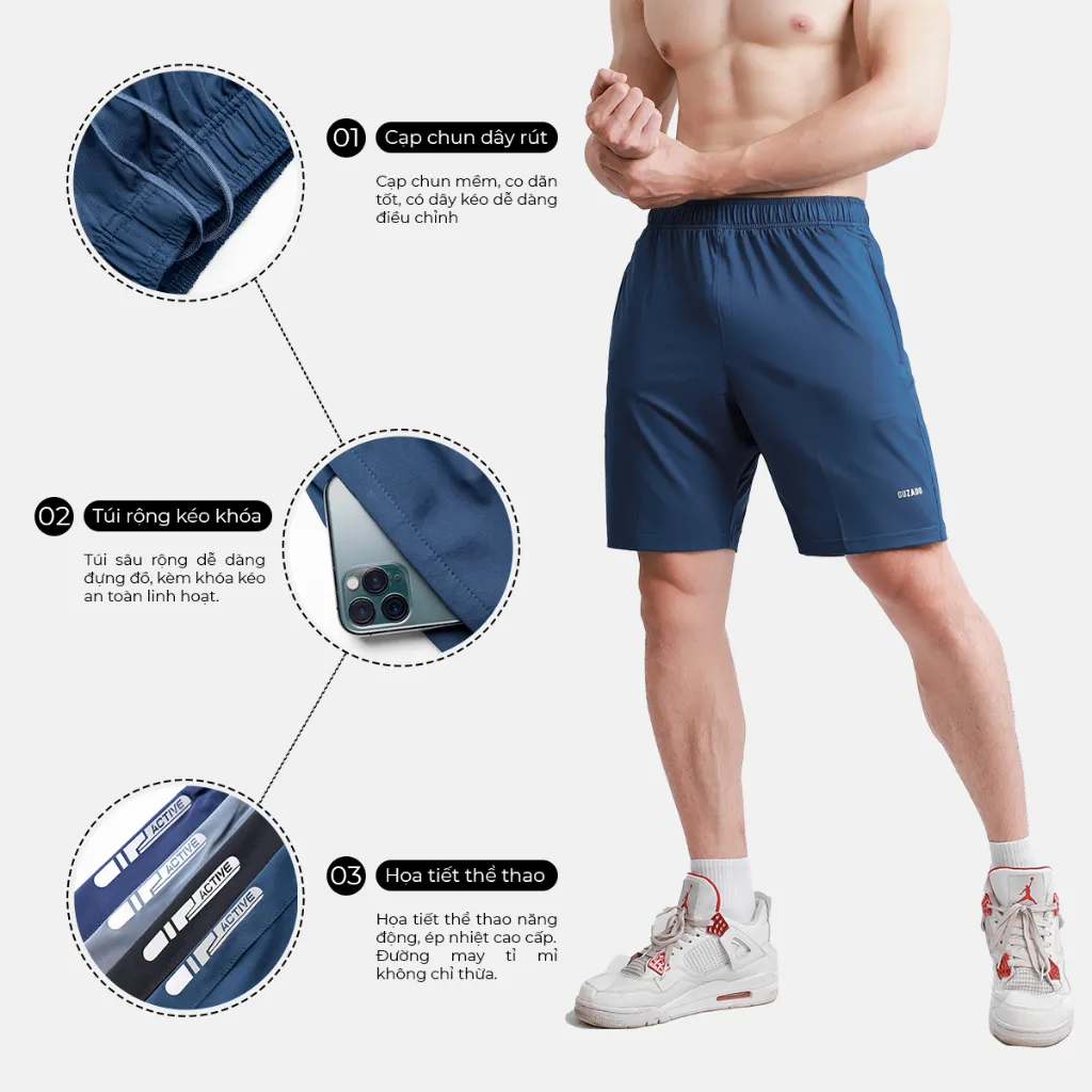 Ảnh Quần đùi nam Guzado mẫu short vải thun lạnh SIÊU CO GIÃN,thoáng mát vận động thoải mái GSR02 4