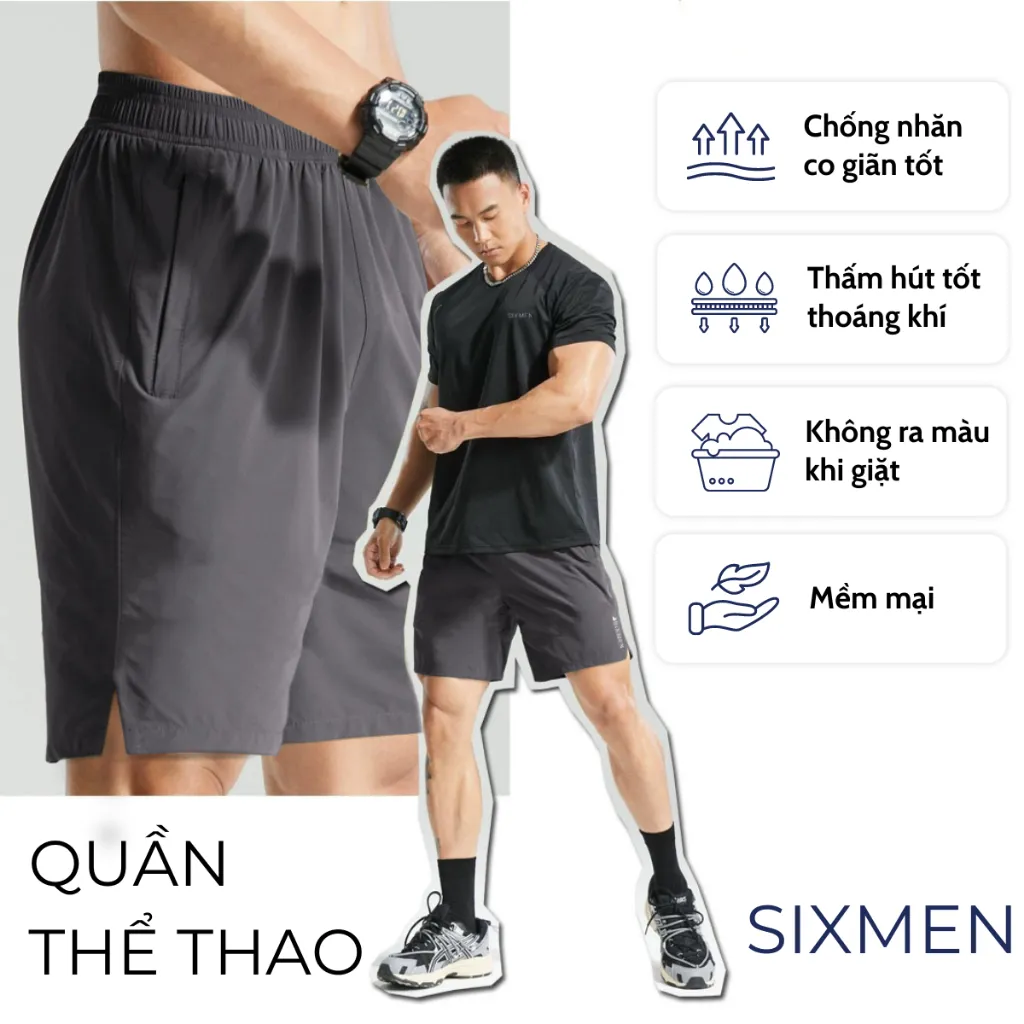 Ảnh Quần đùi nam SIXMEN [Tặng Kèm Hộp Quà] vải gió cao cấp xin mềm mại, co giãn, vận động thoải mái 1