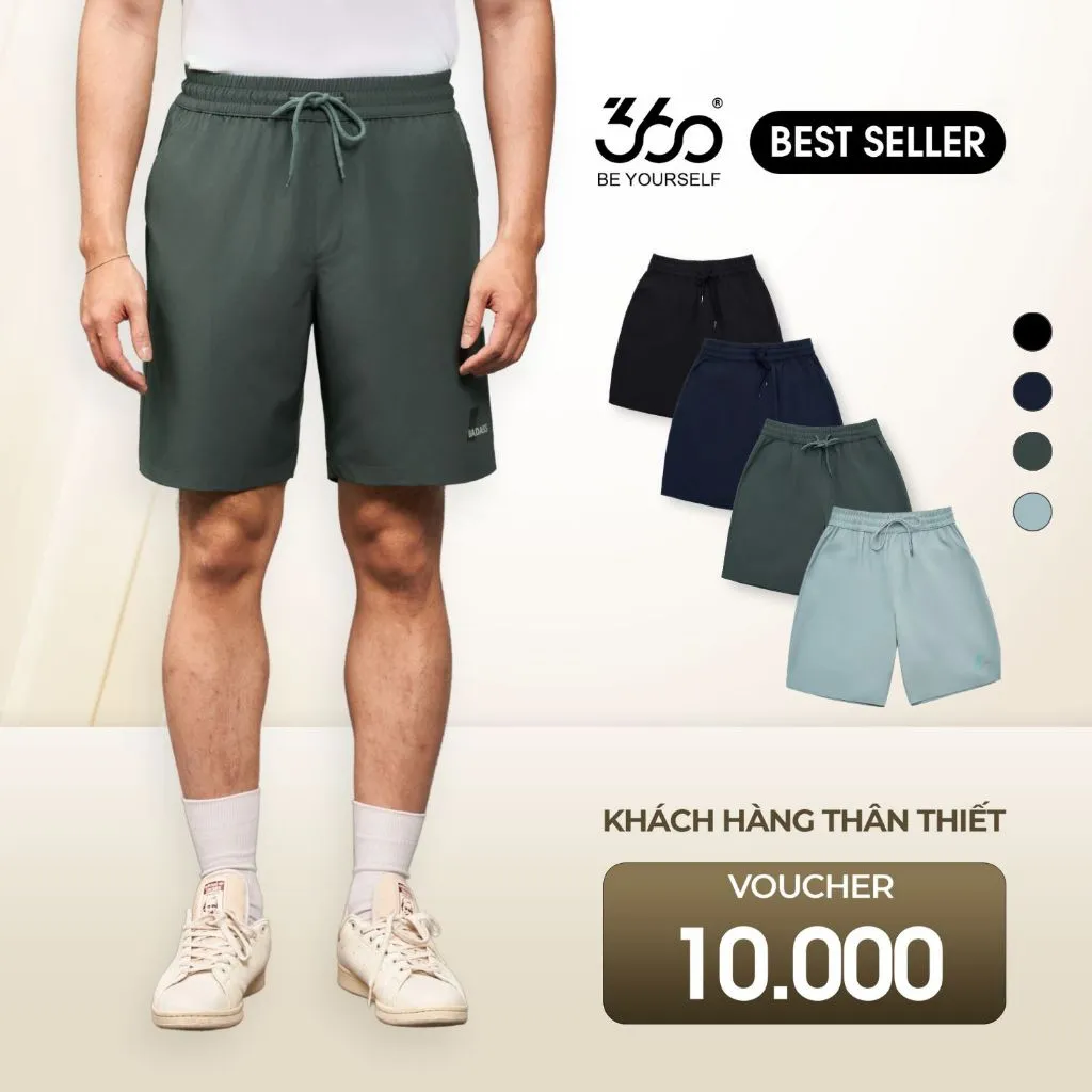 Ảnh Quần đùi nam thể thao 360 Boutique quần short gió chạy bộ tập gym đi biển mặc nhà thoải mái QSGOL607 1