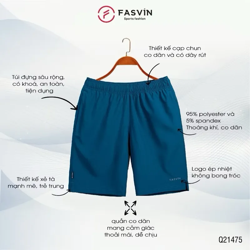 Ảnh Quần đùi nam thể thao Fasvin Q475.1.HN chất gió chun co giãn bền đẹp 2