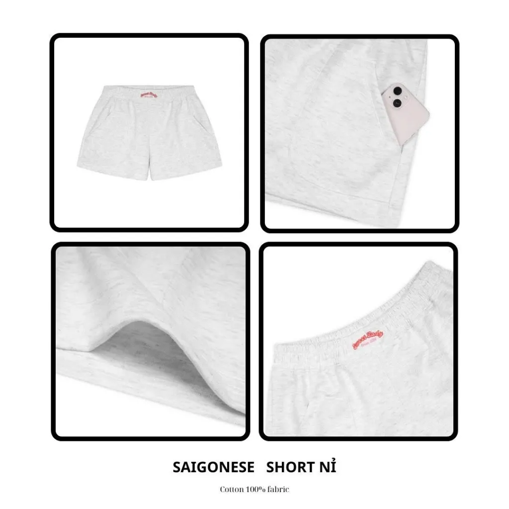 Ảnh Quần Đùi Nữ SAIGONSE Lưng Chun Thun Nỉ Ống Rộng Thoải Mái Phong Cách Tiện Lợi Tôn Dáng 2