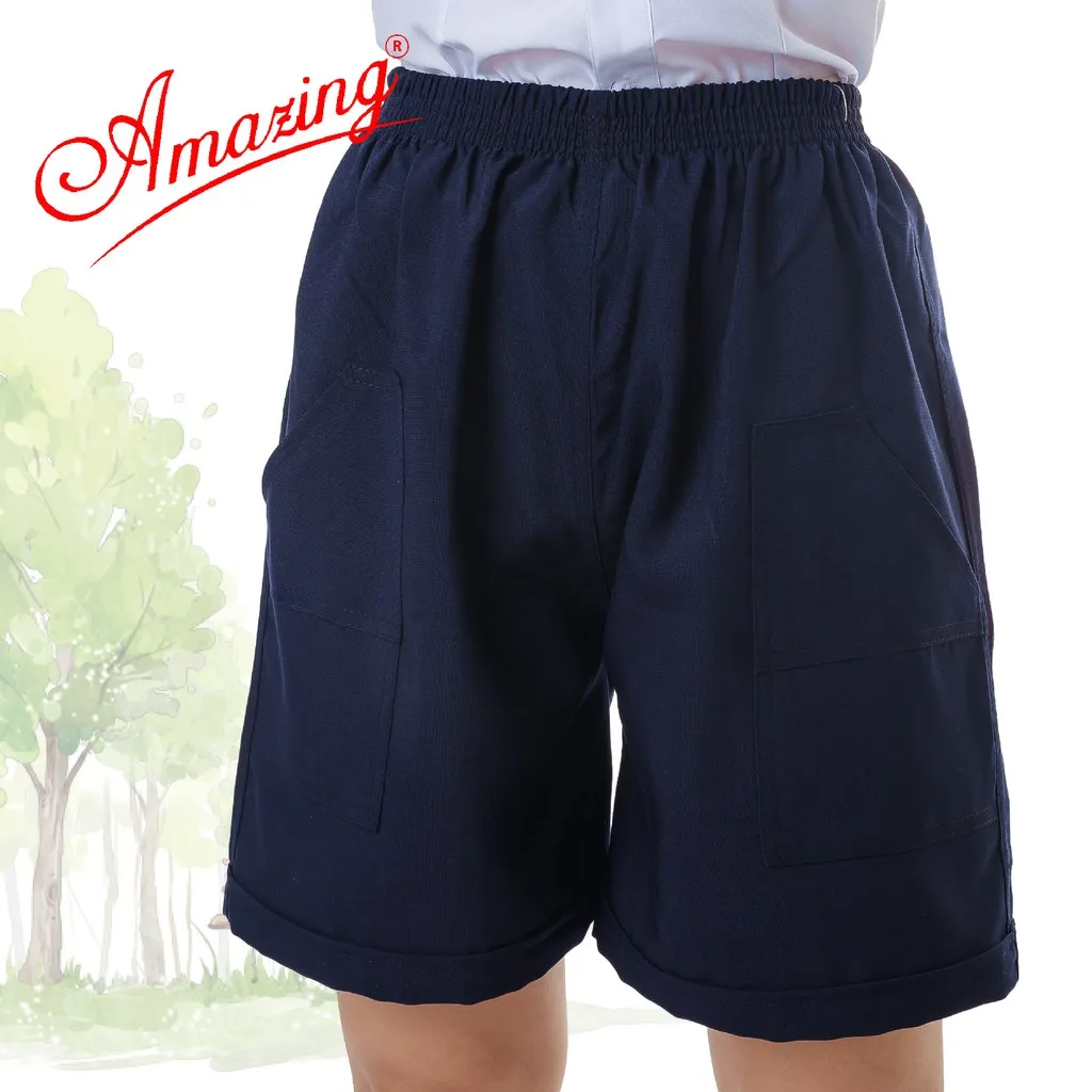 Ảnh Quần đùi, short lưng thun học sinh cấp 1, màu xanh đi học, 2 túi đắp ngoài, từ 14 đến 95kg, AMAZING 1