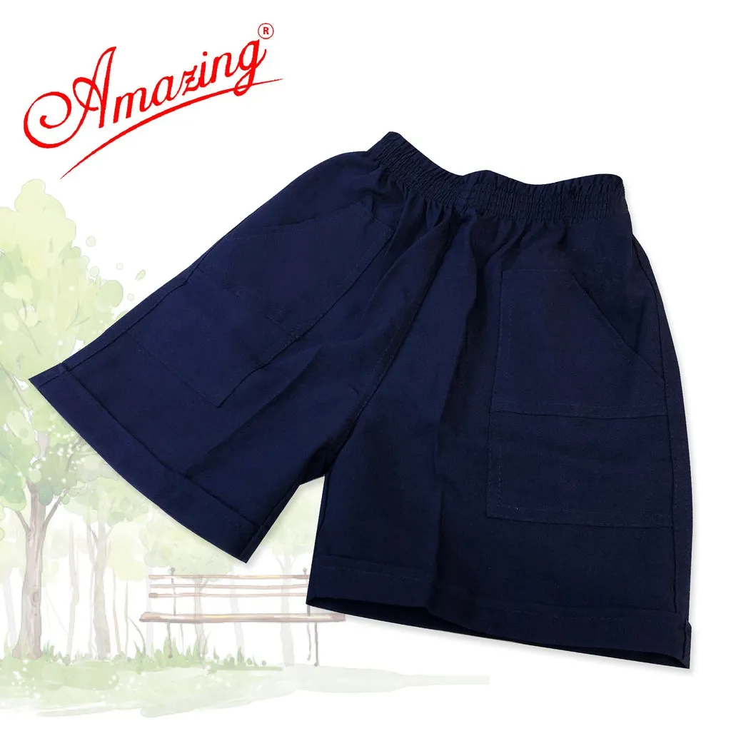 Ảnh Quần đùi, short lưng thun học sinh cấp 1, màu xanh đi học, 2 túi đắp ngoài, từ 14 đến 95kg, AMAZING 3